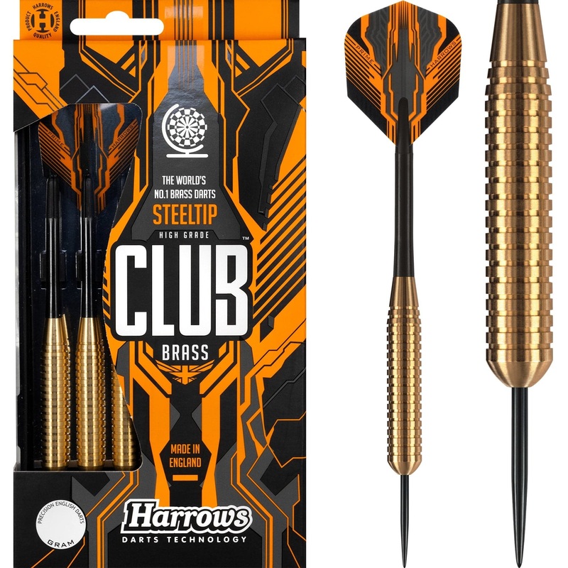 Harrows Club Brass Darts – Steel Tip – Solid Precision Brass – 26g 26g