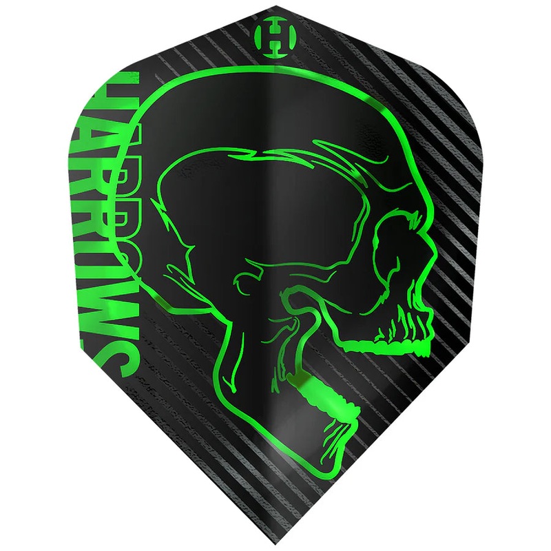 Harrows Rage Green Skull Standard Dart Flights Standard 100 Micron Extra Strong