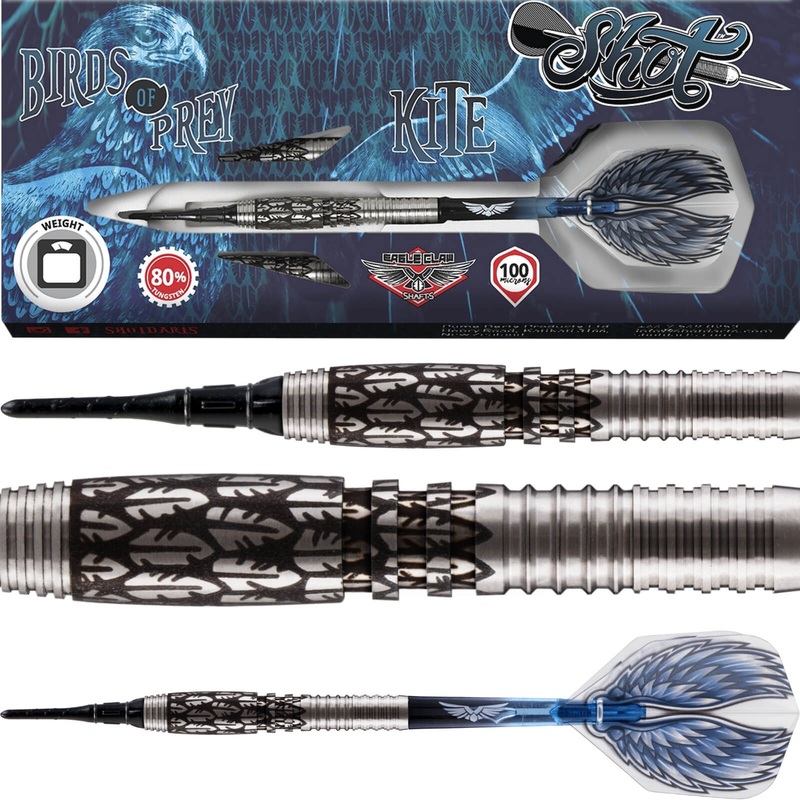 Shot – Birds of Prey Kite Darts – Soft Tip – 80% Tungsten – 18g 20g 18 grams