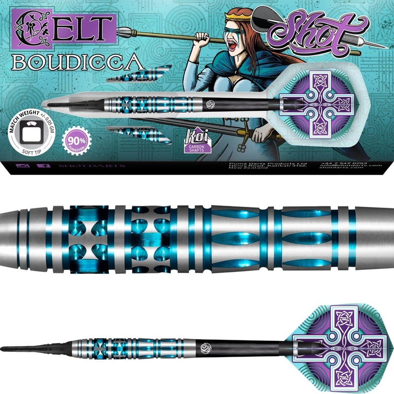 Shot – Celt Boudicca Darts – Soft Tip – 90% Tungsten – 18g 20g 18 grams