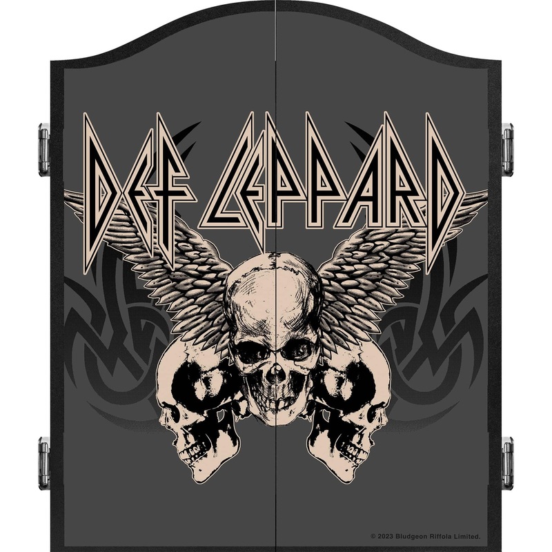 Def Leppard Dartboard Cabinet – Official Licensed – C4 – Premium Black – Skull with Wings