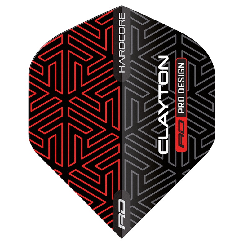 Hardcore Premium Jonny Clayton Black Standard Dart Flights Red No2 Standard