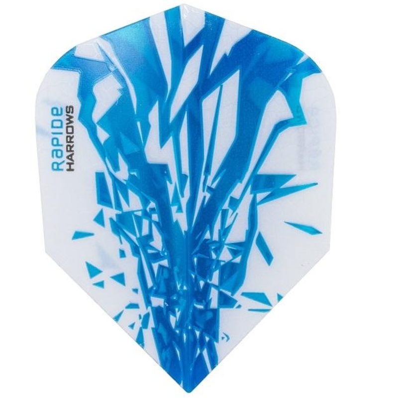 Harrows Rapide Aqua on White Dart Flights Aqua