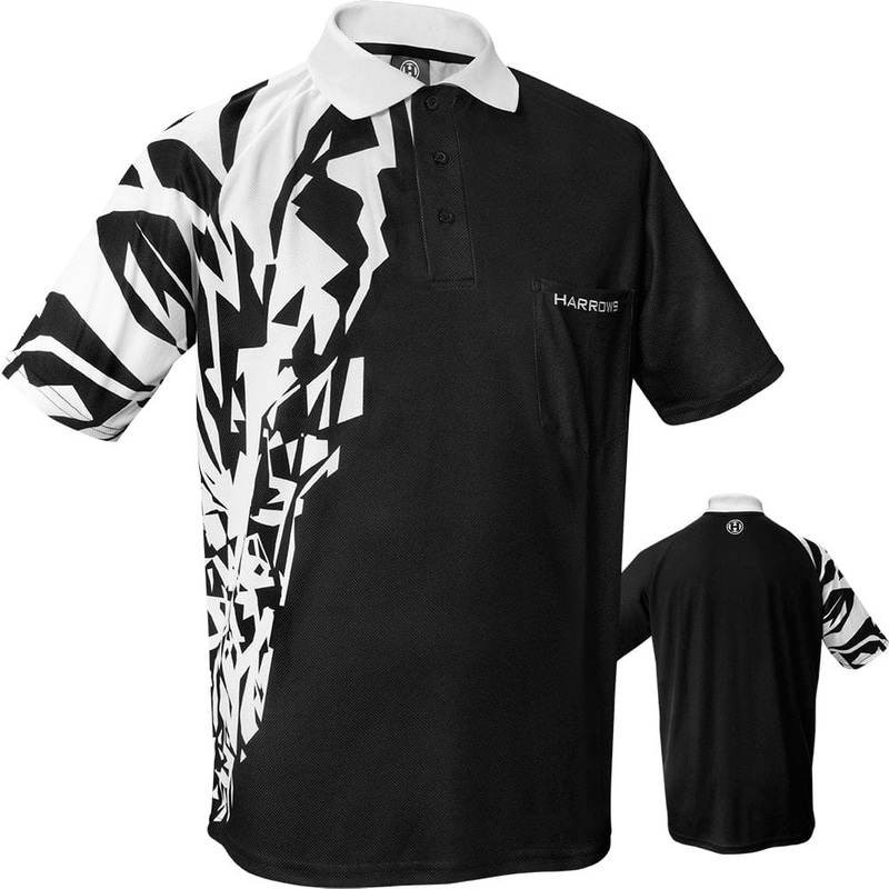 *Harrows Rapide Dart Shirt – with Pocket – Black & White 2XL