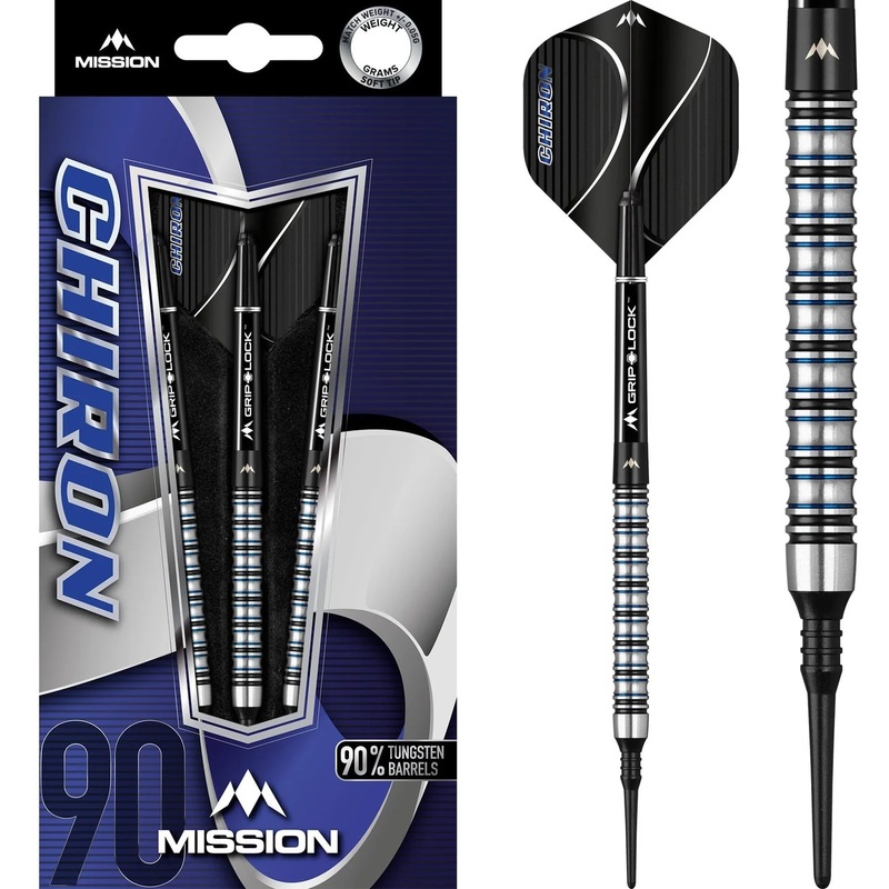 Mission Chiron Soft Tip Darts M1 -90% Tungsten Electro Black & Blue – 20gm