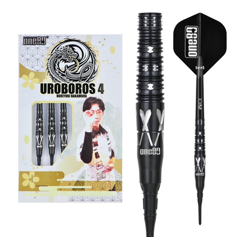 One80 Noriyuki Nakamura Darts – Soft Tip – 90% Tungsten – V4 – Black