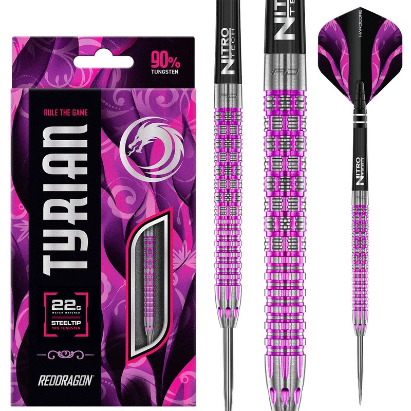 Red Dragon Tyrian 90% Tungsten Steel Tip Darts 22 GRAM