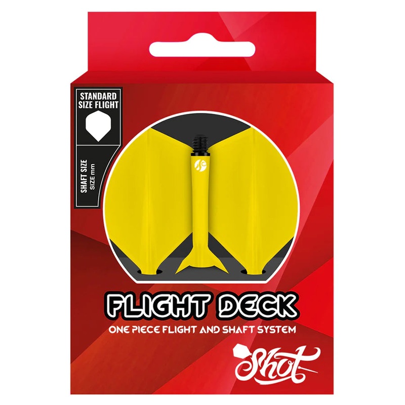 Shot Flight Deck – One Piece Dart Flight and Shaft System – Yellow Short