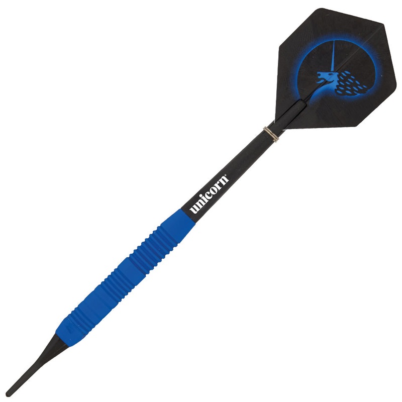 Unicorn Core Plus Rubberised Brass Soft Tip Darts – 16gm Blue