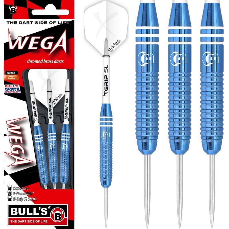 BULL’S Wega Darts – Steel Tip – Chromed Brass – Blue 20g