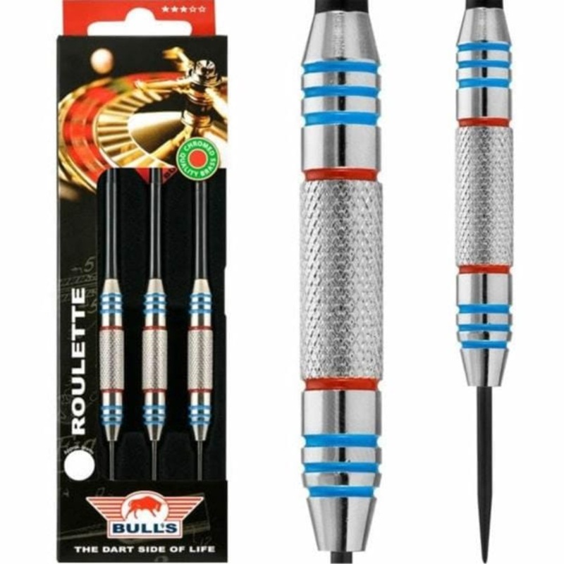*Bulls Roulette Darts – Steel Tip Chromed Brass – Knurled 21g