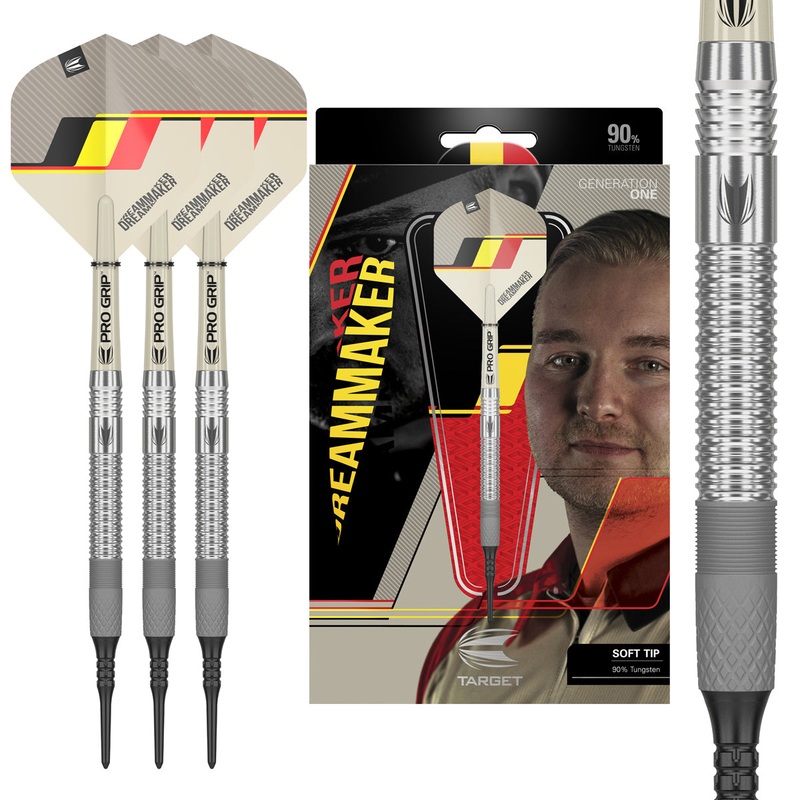 Dimitri van den Bergh G1 90% Tungsten Soft Tip Darts by Target 19 Gram