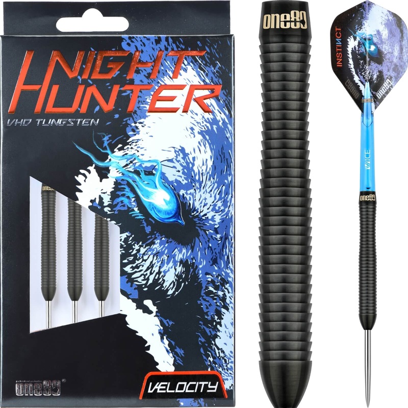 One80 – Night Hunter Velocity Darts – Steel Tip – 90% Tungsten – 22g 24g 22 grams