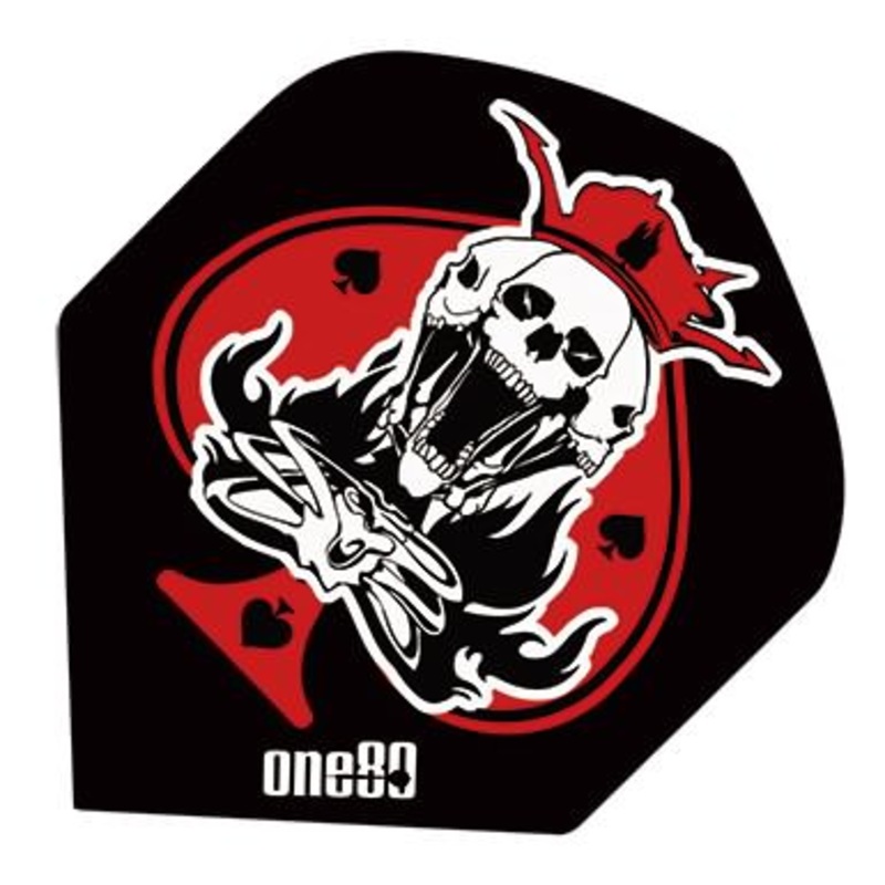 One80 Poker 03 Spade Skull Black Dart Flights Standard 130 Micron Poly
