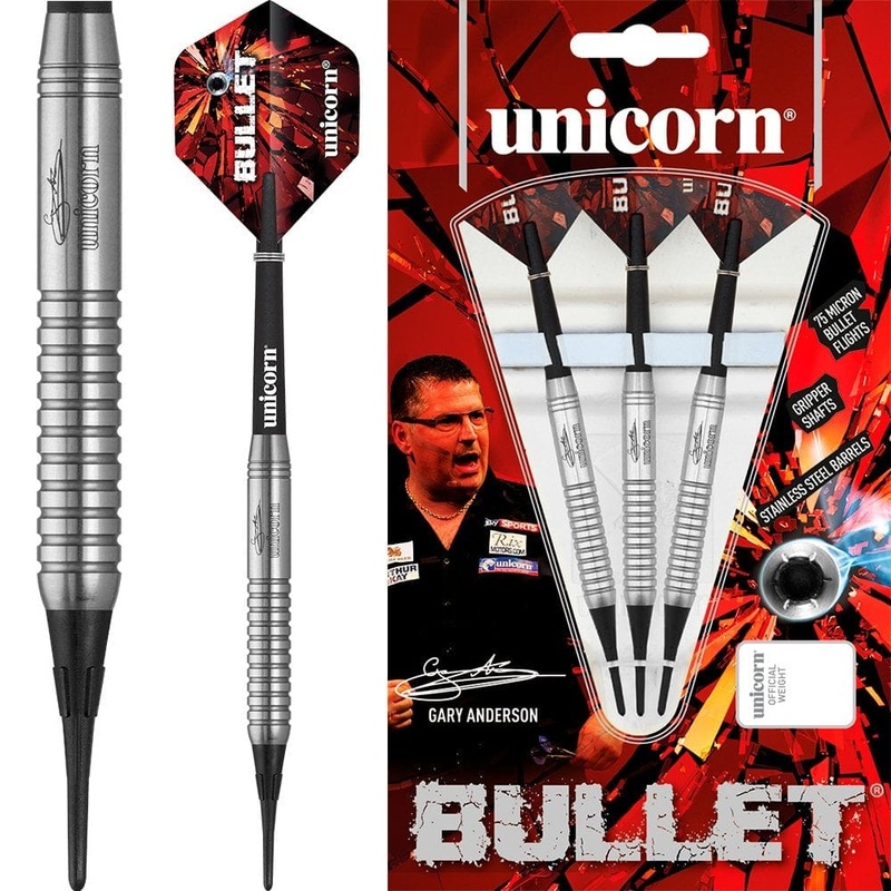 Unicorn Bullet Darts – Soft Tip Stainless Steel – GA2 – Gary Anderson 17g
