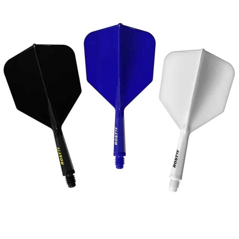 CUESOUL ROST 77 Integrated Dart Shaft & Flight – Big Wing Shape –  Long – White Black Blue White Black Blue Long (33mm in length excluding thread) Big Wing