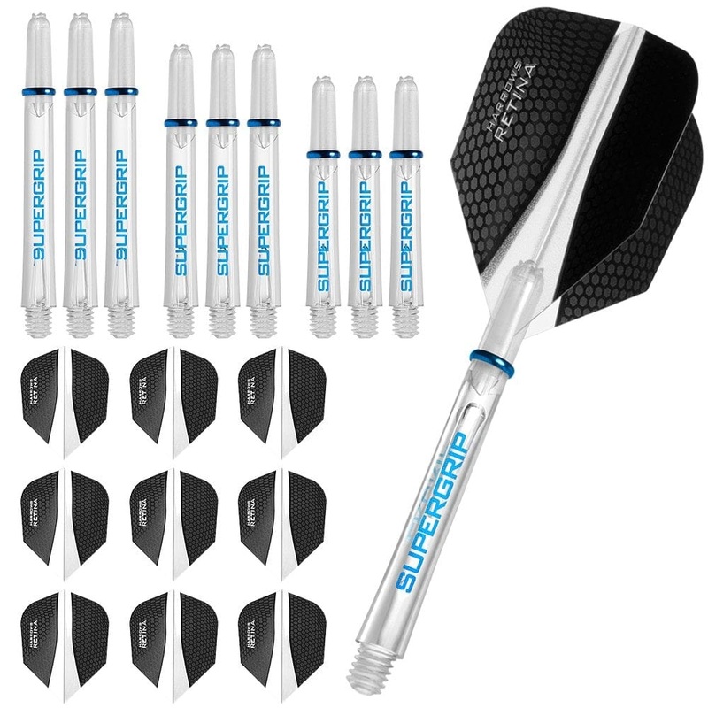 Harrows Retina Dart Flights and Shafts Combo Kit – 3 Sets – Clear