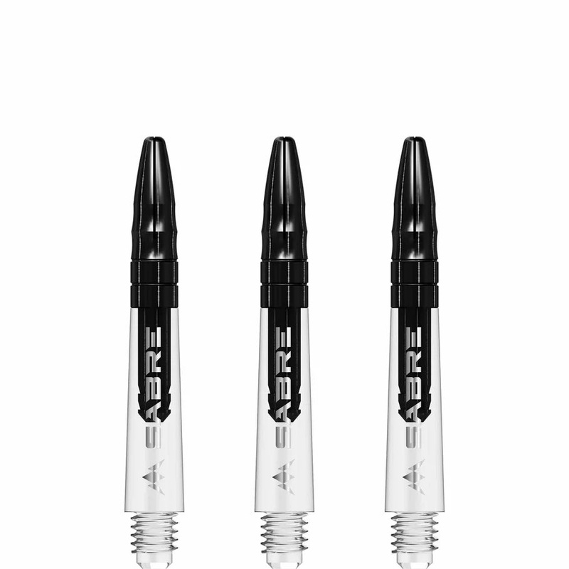 Mission Sabre Shafts – Polycarbonate Dart Stems – Clear – Black Top – Short Clear with Black Top Short (36mm in length excluding thread) Polycarbonate