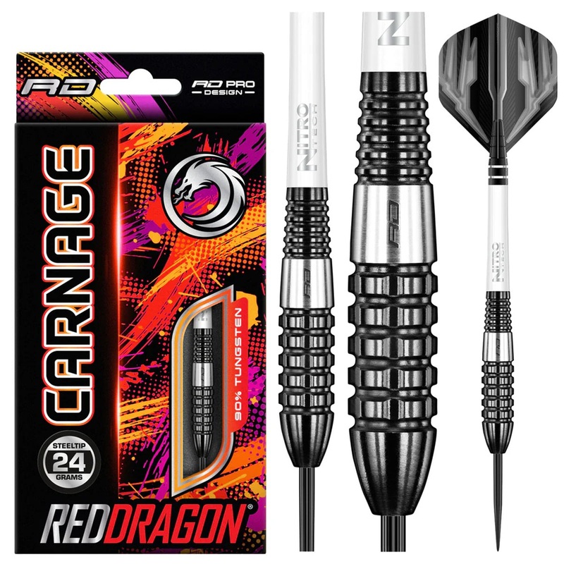 Carnage 4 90% Tungsten Steel Tip Darts by Red Dragon 24 Gram