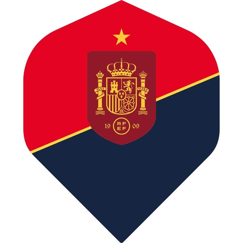 *Espana Football Dart Flights – Official Licensed – 100 Micron – No2 – Std – F3 – Spain – Red & Blue
