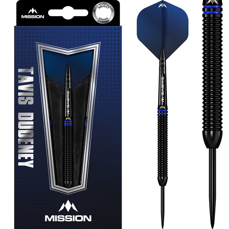 Mission Tavis Dudeney Darts – Steel Tip – 90% Tungsten – Black PVD 22g