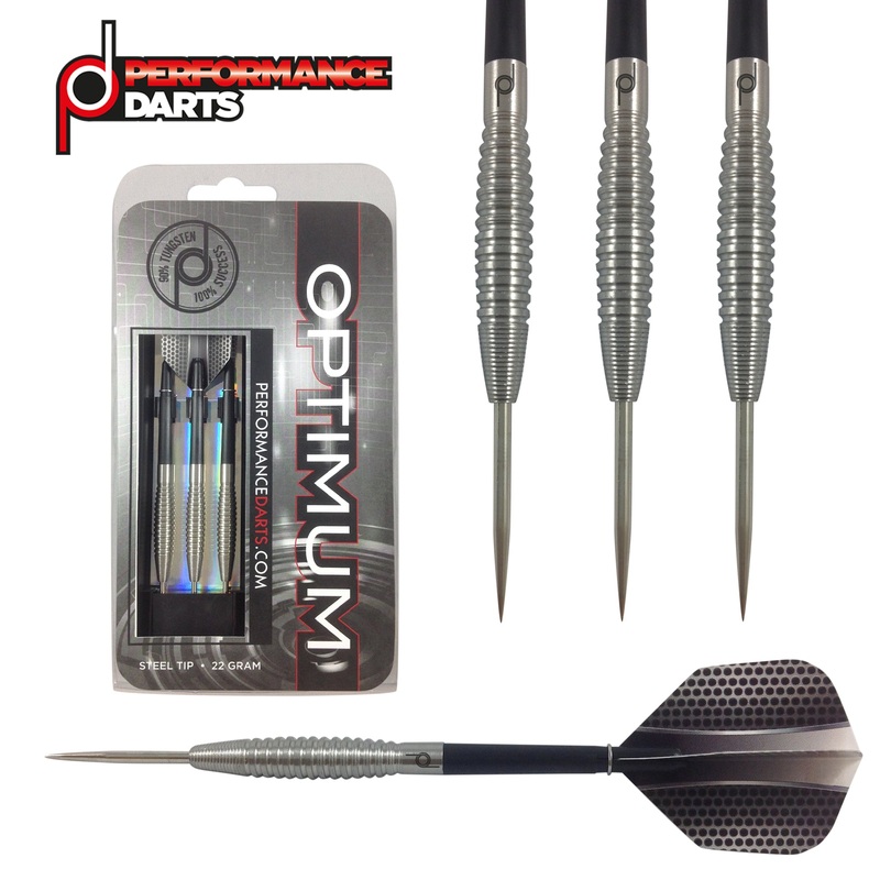 Optimum 90% Tungsten Steel Tip Darts by Performance Darts 22 Gram