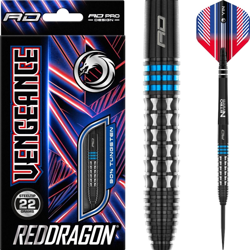 Red Dragon – Vengeance Blue Darts – Steel Tip – 90% Tungsten – 22g 24g 22 grams