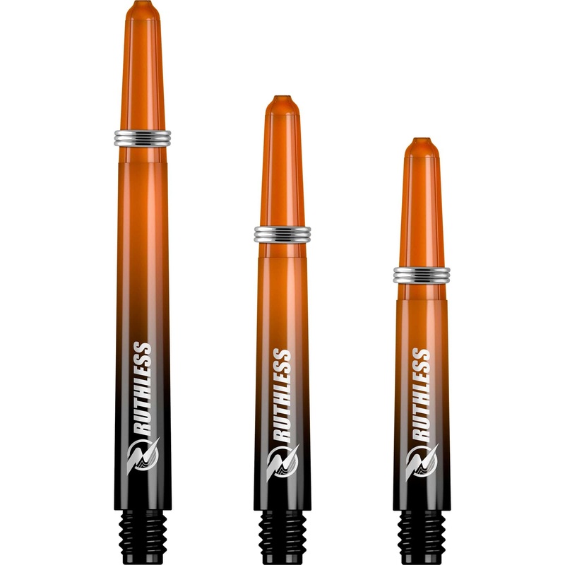 *Ruthless Deflectagrip Dart Shafts – Two Tone – Polycarbonate Stems with Springs – Orange Medium