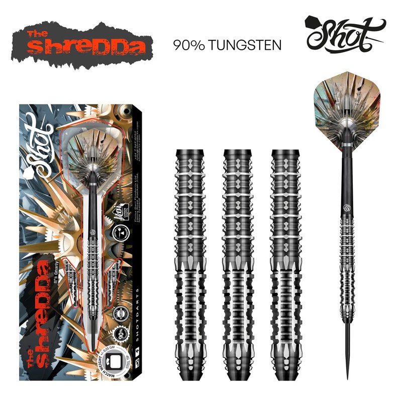 Shot Gnarly Shredda Steel Tip Dart Set-90% Tungsten Barrels-24gm