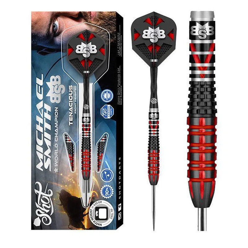 Shot Michael Smith Tenacious 90% Steel Tip Darts 23 GRAM