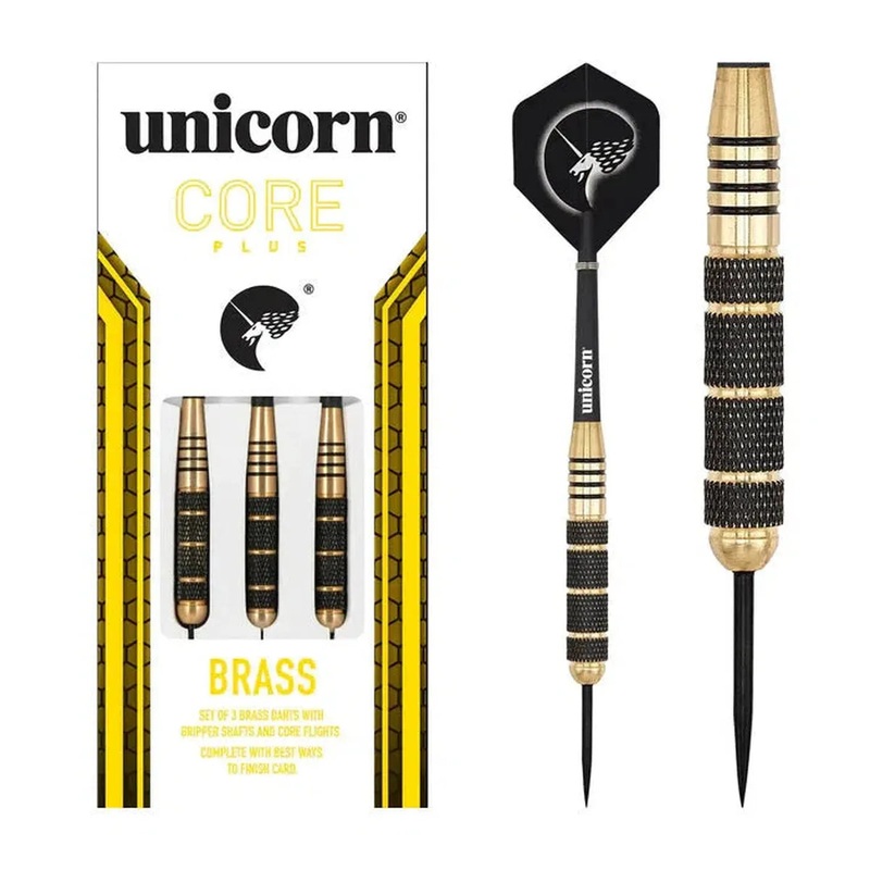 Unicorn Darts Core Plus Brass Black/Gold Steel Tip Darts 21 GRAM