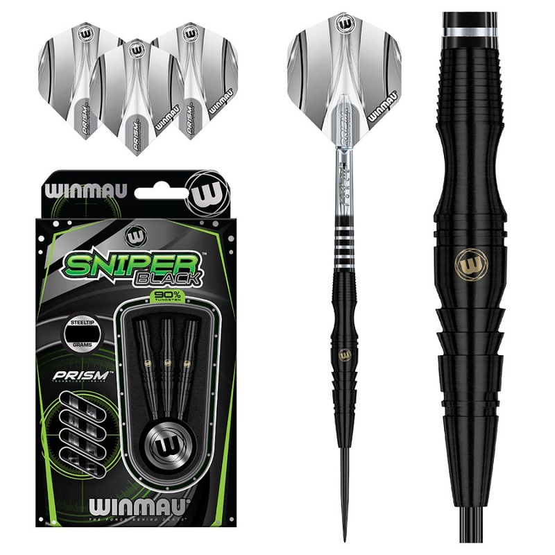 Winmau Sniper Black 90% Tungsten Steel Tip Darts 22 grams