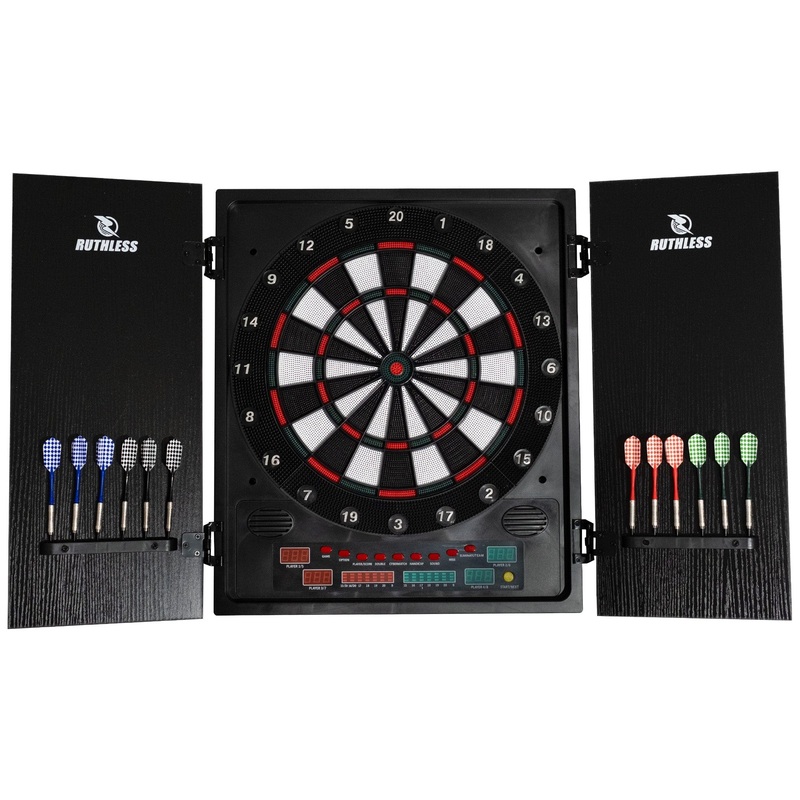 Ruthless R500 Electonic Dartboard in Cabinet – Soft Tip – inc 4 sets of Darts – 8 players-27 Games