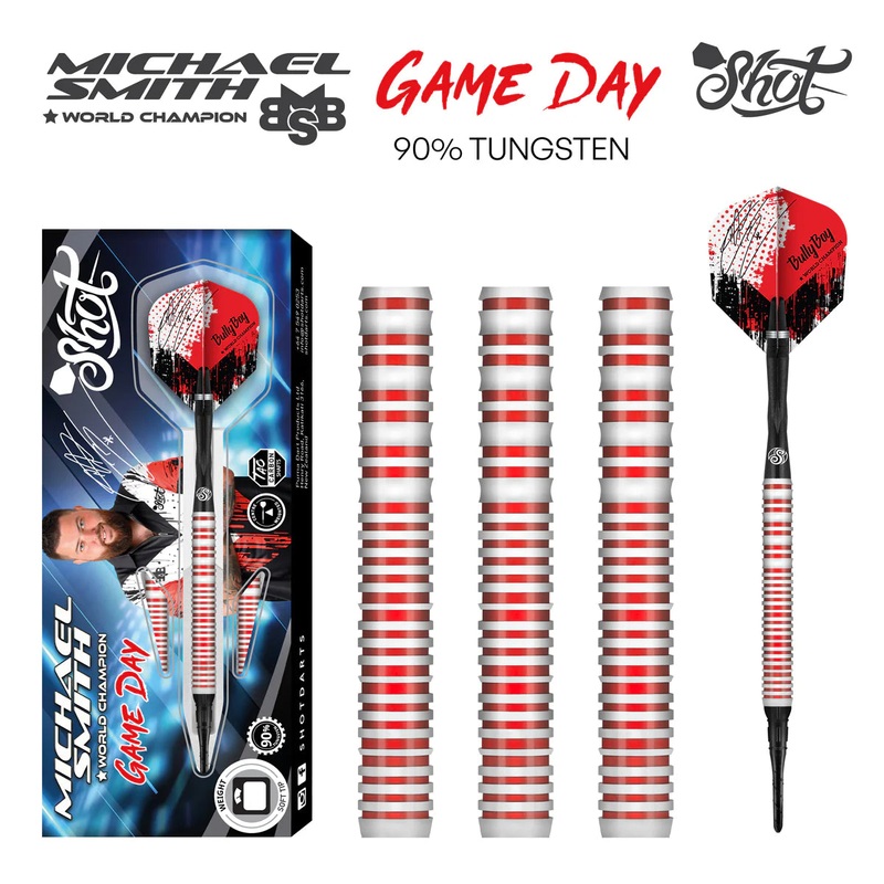 Shot Michael Smith Game Day Soft Tip Dart Set-90% Tungsten-20gm