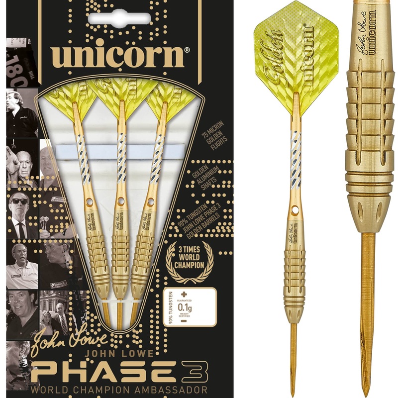 Unicorn John Lowe Darts – Steel Tip – World Champion – Phase 3 – Gold 21g