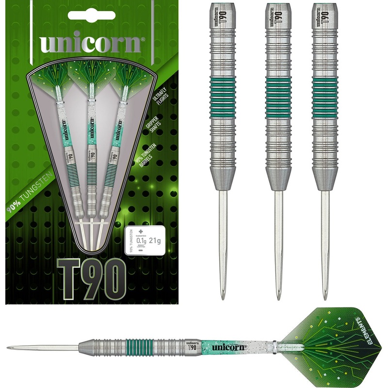 Unicorn T90 Type 2 Core XL Green 90% Tungsten Steel Tip Darts 20 Gram