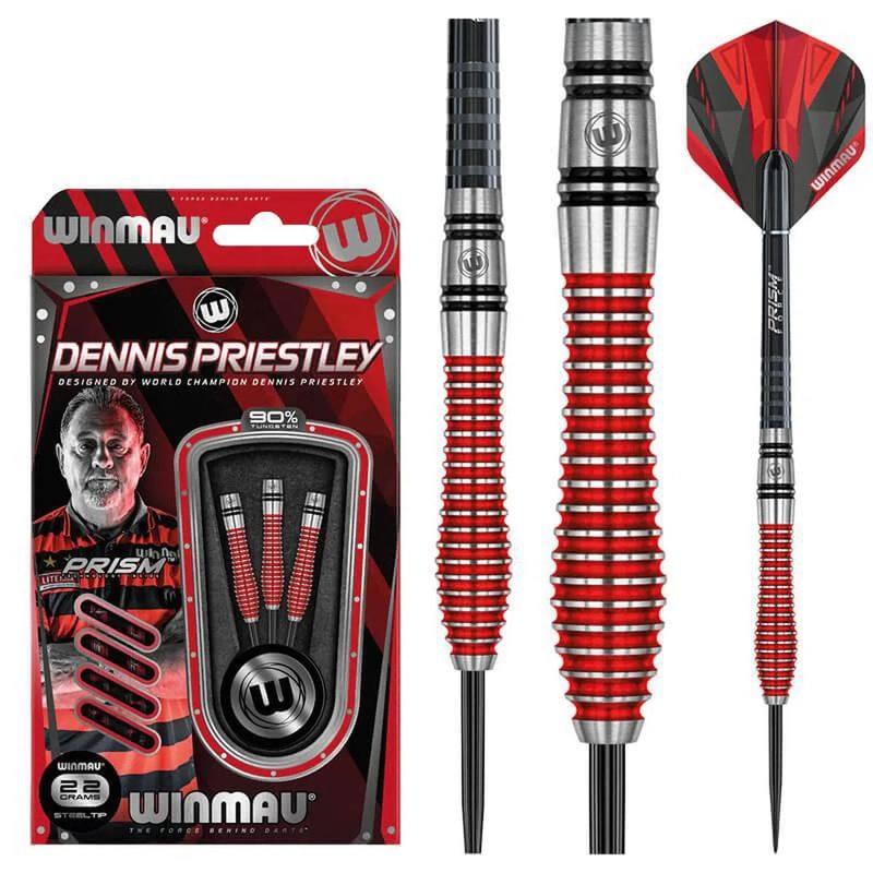 Winmau Dennis Priestley 90% Tungsten Special Edition Steel Tip Darts 22 GRAM