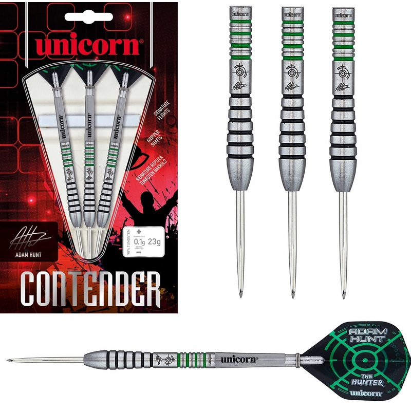 Adam Hunt Contender Phase 2 90% Tungsten Steel Tip Darts by Unicorn 23 Gram