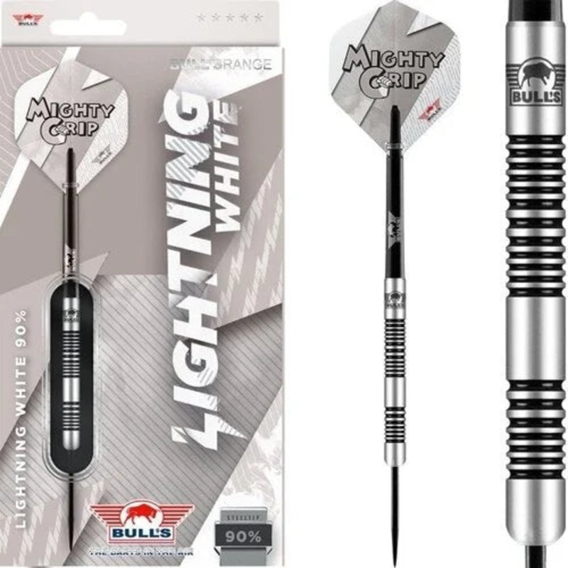 Bull’s NL Lightning White 90% Tungsten 23 gram Steel Tip Dart Set