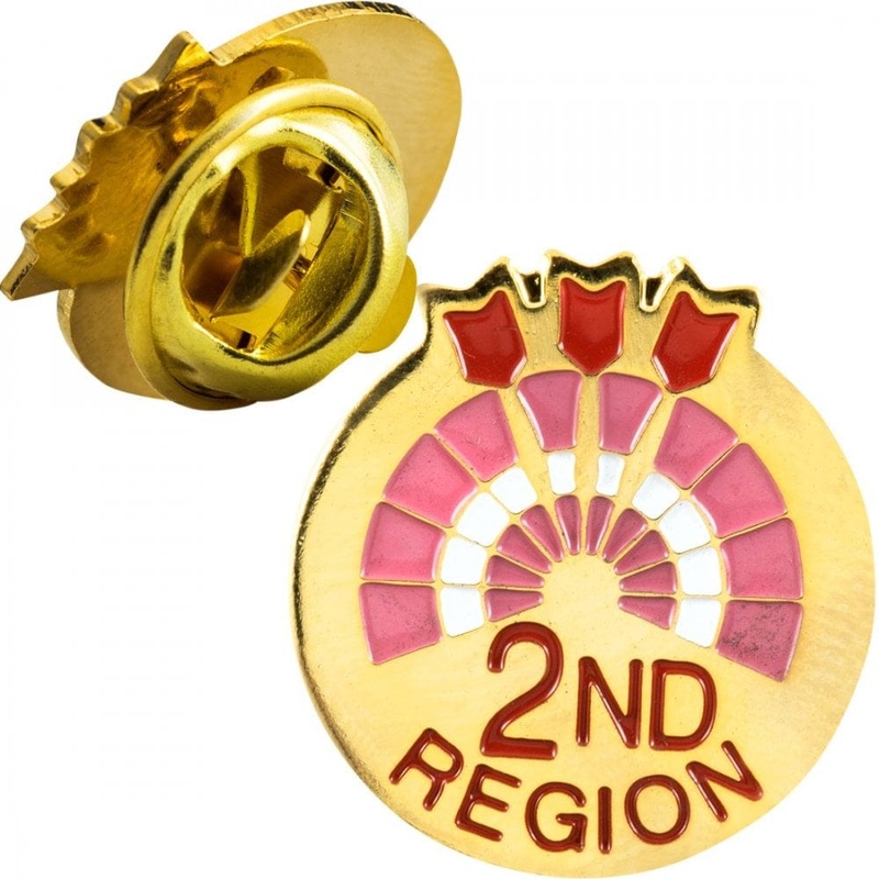 *Designa Darts Pin Badges – Enamel Pin Badge – 2nd Region – Round