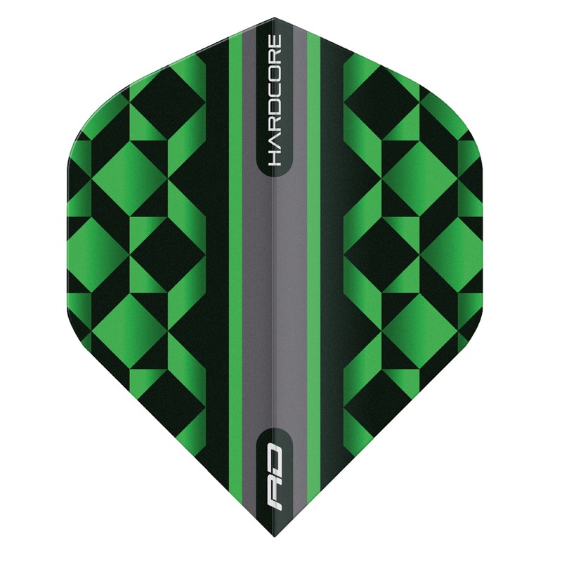 Hardcore Radical Green & Black Geometric Standard Dart Flights by Red Dragon