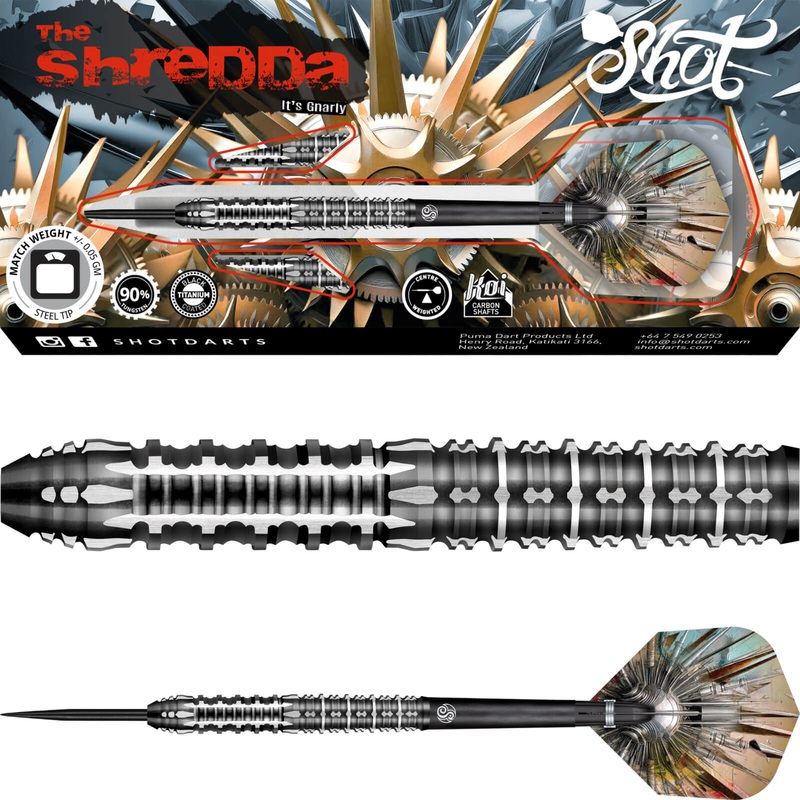 Shot – Gnarly Shredda Darts – Steel Tip – 90% Tungsten – 23g 24g 26g 28g 30g 23 grams