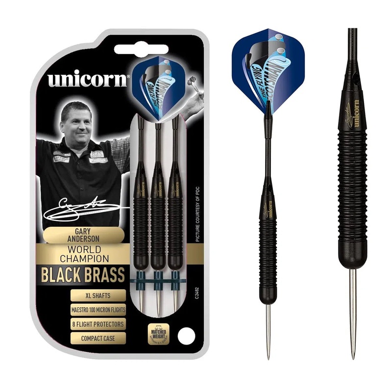Unicorn Gary Anderson Black Brass Steel Tip Darts 27 GRAM