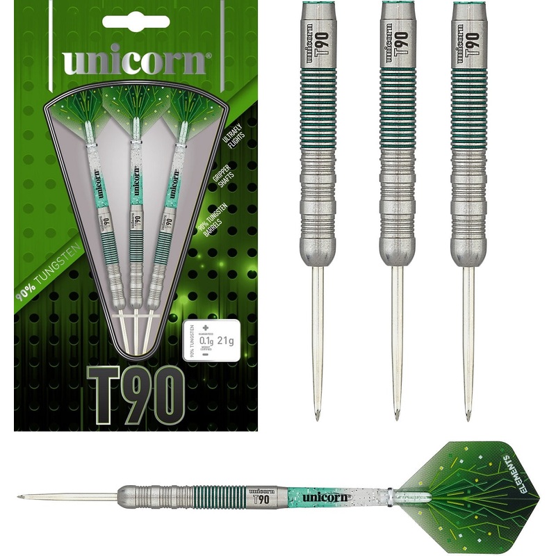 Unicorn T90 Type 1 Core XL Green 90% Tungsten Steel Tip Darts 21 Gram