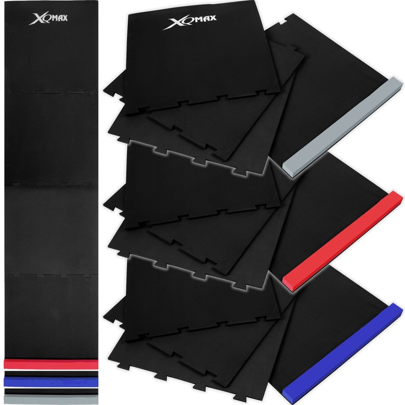 *XQMax Puzzle Dart Mat – 4 Piece Jigsaw Design – Black – Includes Raised Oche Red