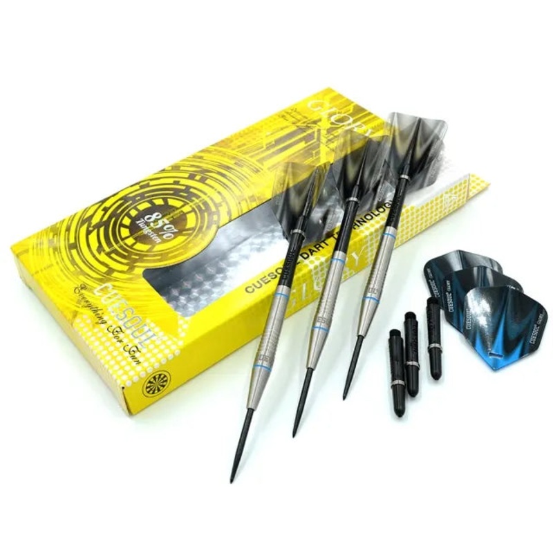 CUESOUL Glory 24 gram Blue Grooves & Black Shafts 85% Tungsten Steel Tip Dart Set
