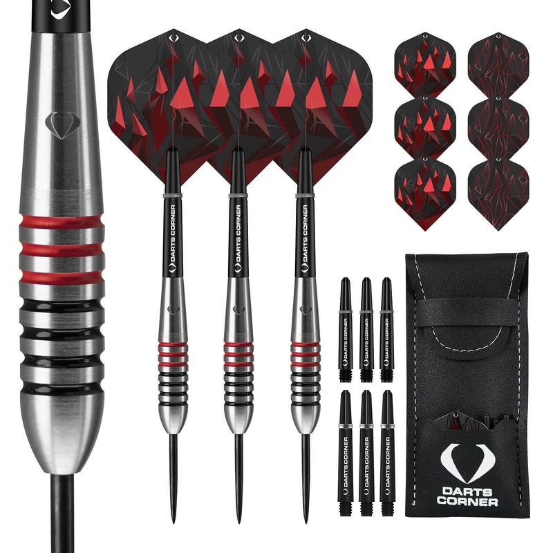 Darts Corner Astrofire Darts – Steel Tip – Ringed – Black & Red 21g