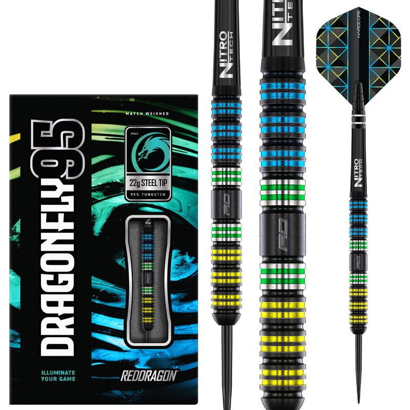 Dragonfly 95 Parallel 95% Tungsten Steel Tip Darts by Red Dragon 22 Gram