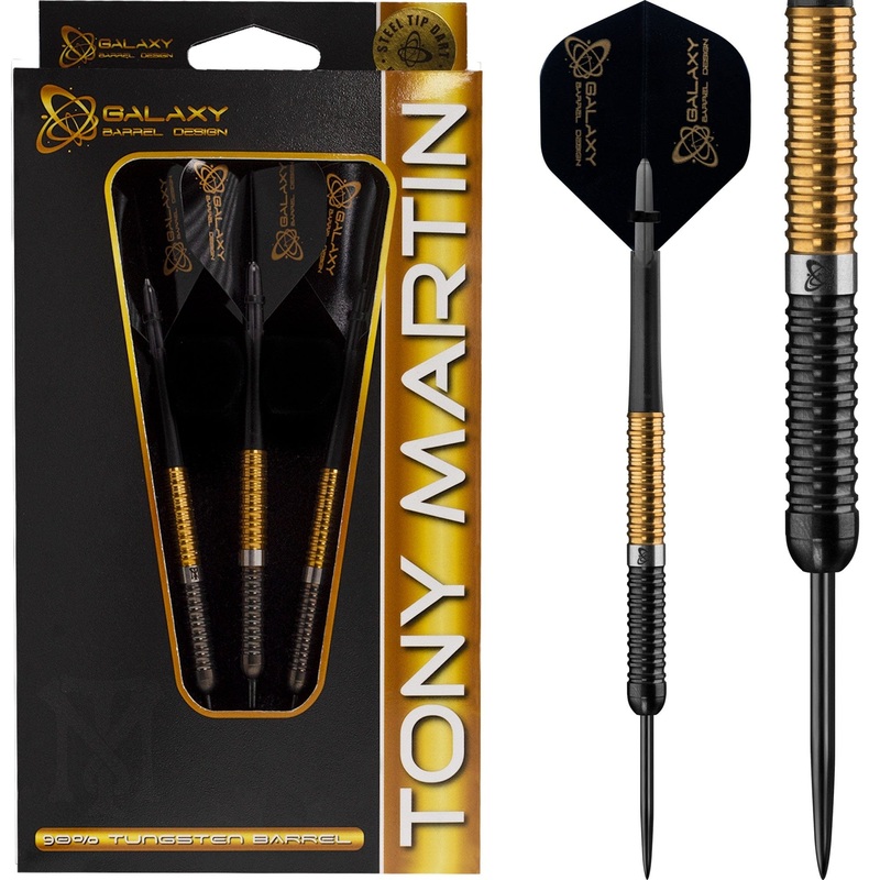 *Galaxy Tony Martin Darts – Steel Tip – Black & Gold – 23g 23g