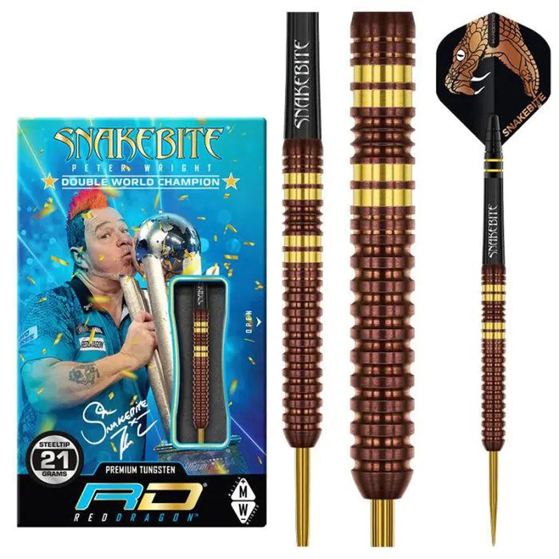 Red Dragon Peter Wright Copper Fusion 90% Tungsten Steel Tip Darts 21 GRAM